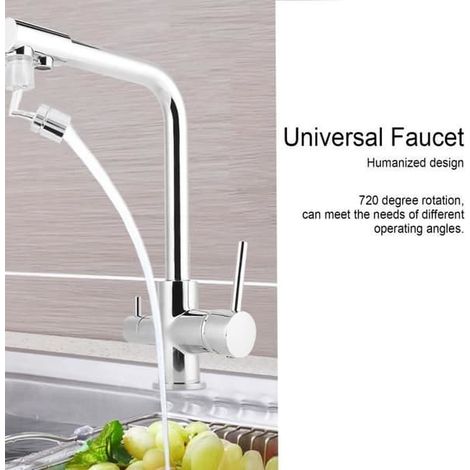 Robinet rotatif - EJ.LIFE - 720° - Acier inoxydable - Chromé - Universel (1/4)