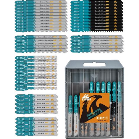 50 x Jigsaw Blades for Wood and Metal, T-Handling, Jigsaw Accessories (T118A, T118B, T101AO, T101B, T101BR, T144D) (1/5)