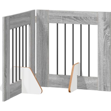Puerta para perros plegable con soportes 2 uds. Gris Sonoma vidaXL