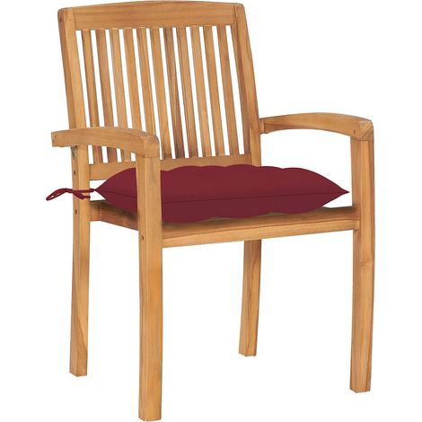 Maison Exclusive - Gartenstühle 2 Stk. mit Weinroten Kissen Massi (1/5)