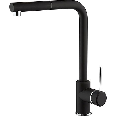 Rubinetto Miscelatore monoforo per lavello cucina Piralla serie Lione con canna alta orientabile e doccia monogetto estraibile 0LIYO103A21 nero opaco (1/4)