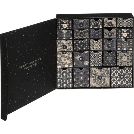Atmosphera - Coffret Calendrier de l'Avent parfumé et étincelant 24 Bougies - Noir (1/4)