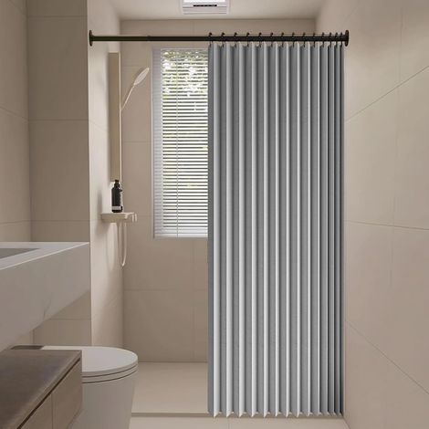 Rideau Accordéon Porte120 x 200 cm Anti Froid et Chaleur, Séparateur de Pièce Pliable, Design Accordéon Rideau Occultant Pliants pour Salon Chambre Maison et Cuisine, Gris (1/5)