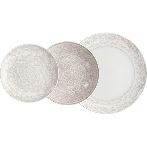 Servizio di Piatti da Tavola in Ceramica Celine Beige 18 Pezzi Tognana