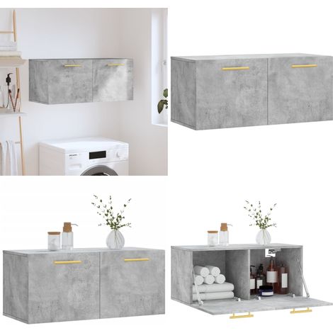 Mobile a Parete Grigio Cemento 80x36,5x35 cm Legno Multistrato - Mobile a parete - Armadio a parete