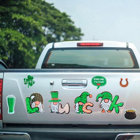 Nain sans visage pour la Saint-Patrick, aimant de réfrigérateur pour poupée, aimant réfléchissant, décoration de voiture, bâtonnet magnétique en forme de trèfle (1/4)