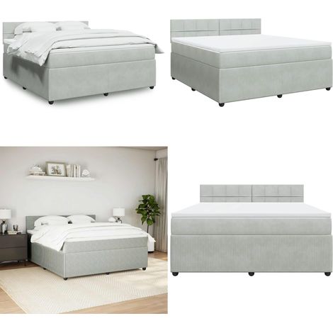 vidaXL Boxspringbett mit Matratze Hellgrau 180x200 cm Samt (1/5)