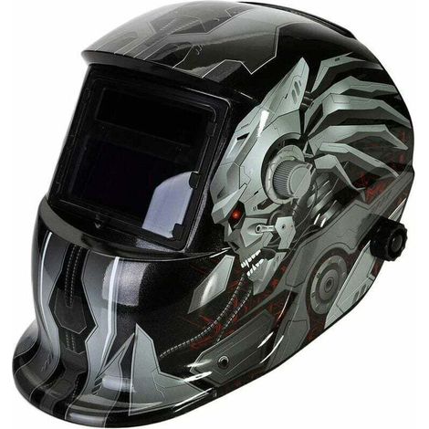 Automatischer Schweißhelm mit 2 Linsen und 2 Sensoren – Verdunkelungsbereich von DIN 9 bis DIN 13 – Material: ABS und PP – Geeignet für Lichtbogen-, MIG- und WIG-Schweißen (1/5)