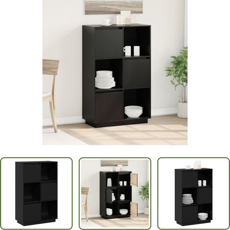 vidaXL Massivholz - Highboard Schwarz 74x35x117 cm Massivholz Kiefer (1/5)