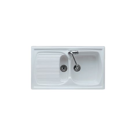 Lavello cucina 2 vasche (1 mini) incasso 86x50 h2 in ceramica con