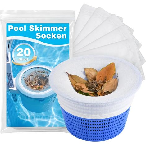 Lot de 20 chaussettes de piscine - 30 % plus épaisses et durables Filet filtrant ultra fin pour panier à skimmer - Protège la pompe et le filtre - Pour piscines encastrées et hors sol (1/5)