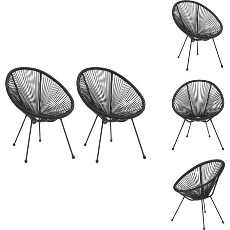 Moon-Gartenstühle 2 Stk. Rattan Schwarz - Gartensessel - Lounge Chair - Outdoor Möbel - Gartenmöbel Set - Rattan Sessel (1/5)