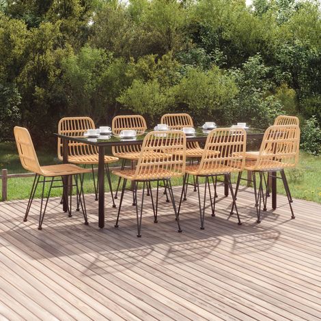 9 pcs Ensemble à dîner de jardin, Mobilier à dîner, Table et Chaises à Manger Résine tressée MKPO88110 (1/5)