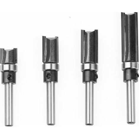 Juego de 4 fresas para madera con vástago de 1/4 de pulgada, fresa de copia de hoja recta, longitud de trabajo 11,9/20/25/38 mm (1/4)