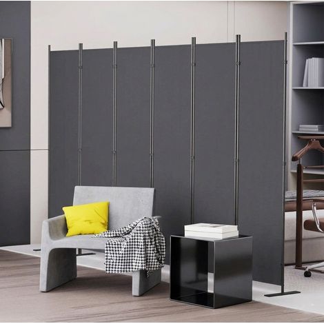 Biombo separador 6 paneles metal y poliéster OKMYHOME (1/5)