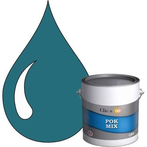 Peinture d'Accroche et Finition 2 en 1 - POK - POK MIX Bleu - Acrylique Satinée - 3L - RAL 5021 (1/4)