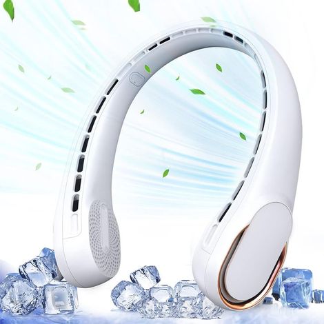 Ventilateur de cou portable sans pales - Rechargeable par USB - 4000 mAh - 3 vitesses réglables - Refroidissement plus rapide - Ultra silencieux - Convient pour la maison, le bureau, le sport (1/5)