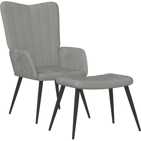 Maison Exclusive - Relaxsessel mit Hocker Hellgrau Samt