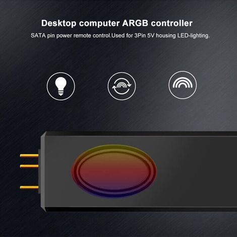 Contrôleur de Ventilateur ARGB 5V avec Télécommande - Accessoire PC SATA - Noir