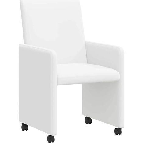 Maison Exclusive - Esszimmerstühle mit Rollen 2 pcs Weiß 57 x 66