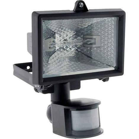 Projecteur halogèneNoir avec capteur - IP44 CE (1/5)