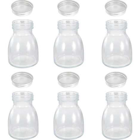 Pot à sucre en verre, bocal à bonbons compatible, lot de 6 avec couvercle hermétique en aluminium (1/5)