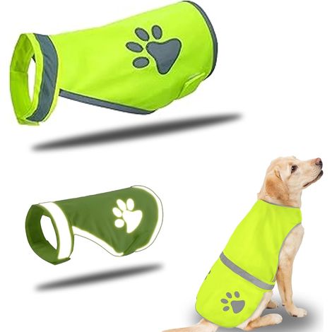 Veste Réfléchissant, Fluo Veste, Vêtements Haute Visibilité, Gilet Reflechissant Chien, Gilet Sauvetage Chien, Convient Aux Voyages de Nuit et en Extérieur (Taille S) (1/5)