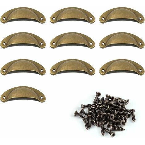 Porte Décoration Poignée Bouton Poignée Shell Vintage Fer de Rétro Métal Poignées Coquilles Armoire à Tiroirs Poignée avec 10 Pcs (1/5)
