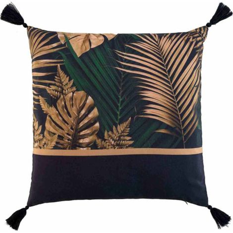 Coussin Déco Imprimé "Folidor" 45x45cm Noir & Or (1/5)