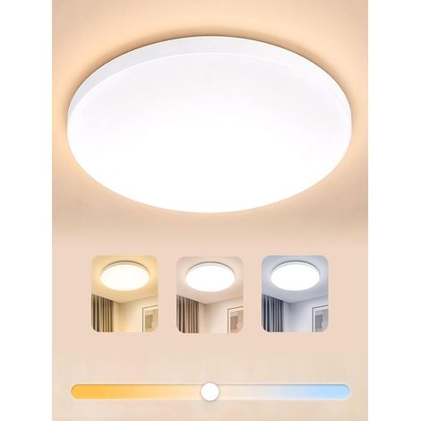 Plafonnier LED Salle de Bain IP65, 17W,2335LM 3 Couleurs 3000K/4000K/6500K,Changement par Commutateur Murale, CRI80,Sans Scintillement, Plafond pour Chambre Balcon,Entrée, Ø22cm (1/5)
