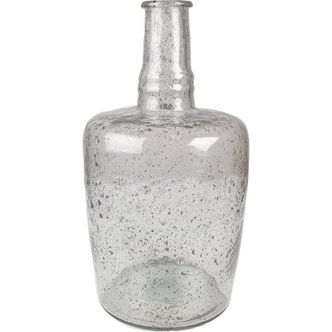 Vase Décoratif en Verre Gris Transparent Style Champêtre pour Fleurs 21 x 38 cm - PANGIVO (1/5)