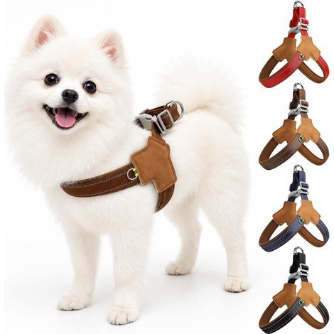 Harnais Chien Anti Traction, Gilet Réfléchissant Réglable avec 2 Anneaux Métal, Doux Confort Harnais Chien en Forme de Y, pour Petits Moyens Chiens L'entraînement la Marche Course (Kaki, S) (1/5)