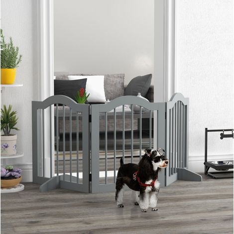 Barrière pour chien pliable 3 panneaux avec porte, 154,5 x 61 cm, gris clair HAVRYA (1/3)