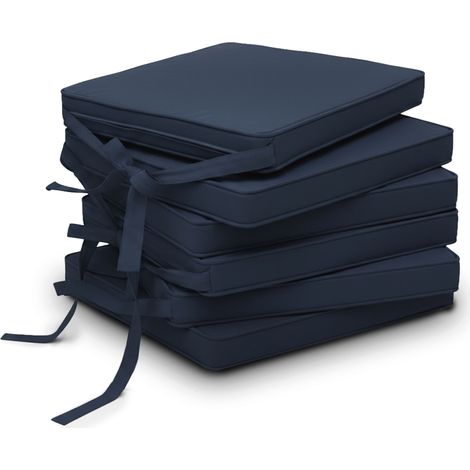 Lot de 6 coussins de chaise Loft SK bleu foncé, 45x40x5cm