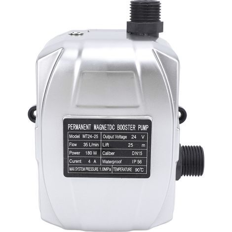 Automatische Druckerhöhungspumpe 24 V, 180 W – 35 l/min, 25 m, geräuscharm, Permanentmagnet – Druckregulierung für Dusche, Solarwarmwasserbereiter, Küche & Garten (1/5)