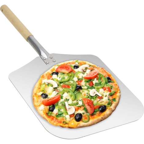 Pelle à pizza en aluminium avec poignée en bois amovible, lame de 30,5 x 35,6 cm, long manche de 30,5 cm, 66 cm au total – Accessoires de four à pizza d'extérieur (1/4)