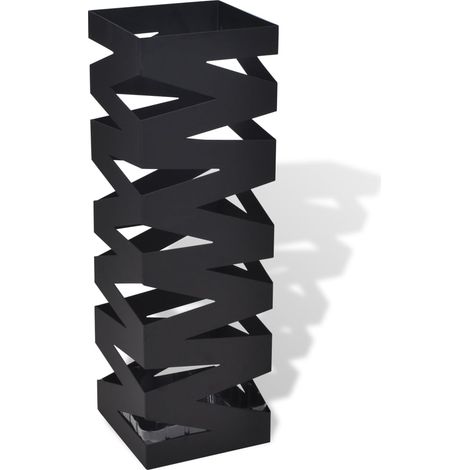 Paragüero cuadrado soporte para bastones de acero negro 48,5 cm (1/5)