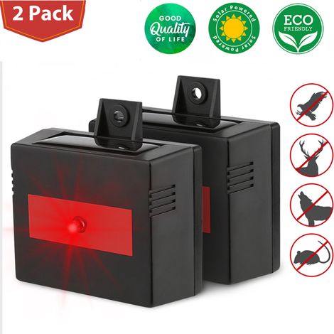 2pcs Répulsif solaire ultrasonique pour oiseaux et chats, appareil répulsif étanche d'extérieur, animaux sauvages, ferme de jardin (1/5)