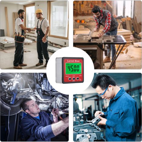 Nivel de burbuja digital magnético con inclinómetro para carpintería, reparación de automóviles y uso con interruptor de inclinación retroiluminado -Crezuo