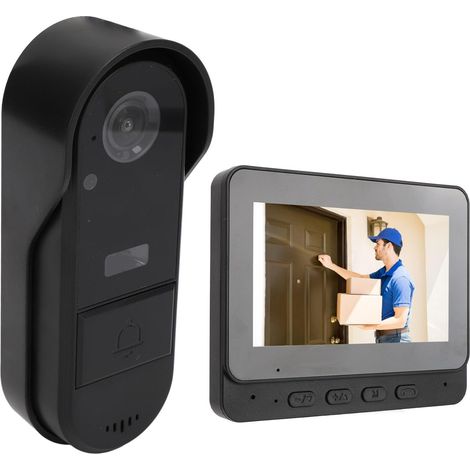 Sonnette Vidéo sans Fil, Système D' Vidéo 1080P, Nocturne, Conversation Bidirectionnelle, étanche IP66, Grand Angle 170°, pour la sécurité de la Maison,Caméra de Sonnette