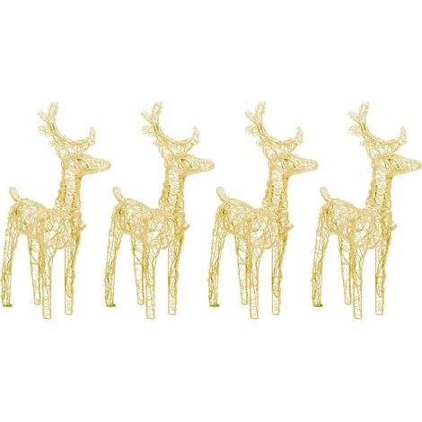 vidaXL Renos de Navidad 4 unidades 160 LEDs blanco cálido acrílico (1/2)