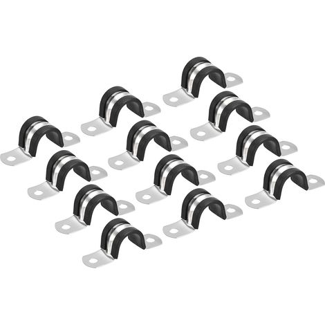 12pcs 18mm(3/4") Collier de Serrage Caoutchouc Amorti 304 Inox Acier, Attache Grillage Rigide Clip Fixation Sangle, pour Tube Tuyau (1/5)