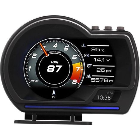 Pantalla de visualización frontal (Head-Up Display) - OBD2 - GPS - Velocímetro Turbo - Alarma de RPM para coche/camión. (1/5)