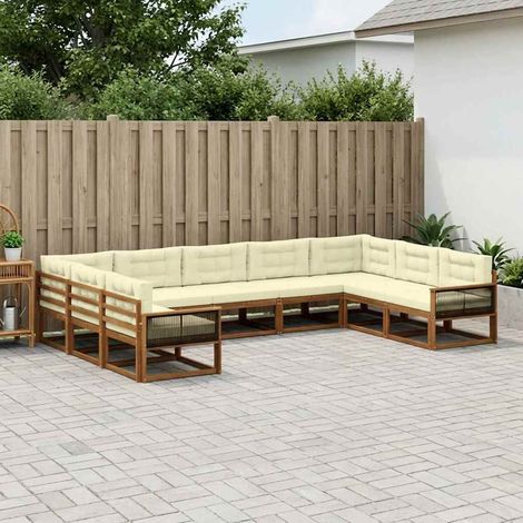 vidaXL Outdoor-Sofagarnitur mit Kissen 9 pcs Natur und Creme (1/5)