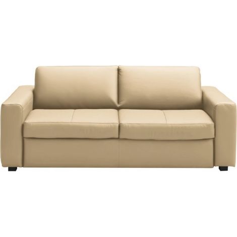 Canapé 3 places convertible en cuir italien de luxe CORAIL, Beige (1/5)