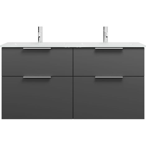 burgbad Eqio double lavabo en verre avec meuble sous-lavabo, (1/2)