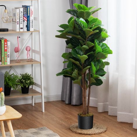 Plante Artificielle 120CM avec Pot Décoration en PP Souple Fausse Figuier à Feuilles de Violon 118 Feuilles en PEVA (1/3)