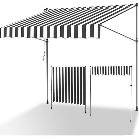 Jiubiaz Tenda da balcone grigio chiaro, 400x120 cm, regolabile, resistenza UV, per esterni
