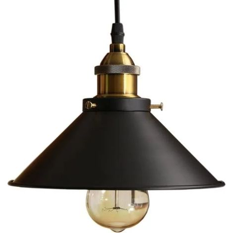 2Pcs 22cm Lustre Suspension Lampe de Style Industriel Retro Noir Metal Plafonnier Interieur Eclairage Decoratif (1/4)