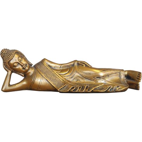 Statue Bouddha Couché – Décoration Zen et Feng Shui – Objet Porte Bonheur – Idée Cadeau Zen – Décoration Bureau, Chambre, Salon… – Longueur : 22cm – Couleur Dorée – Or (1/5)